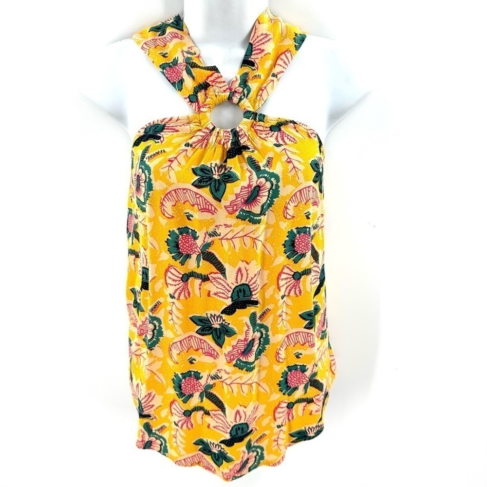 Anthropologie Maeve Mica Halter Top Size 4 Floral Tropical Colorful Boho Beach